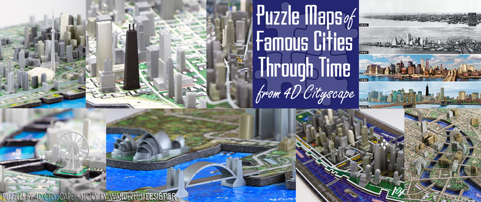 4D Cityscape Time Puzzles - Maps of Cities Through Time