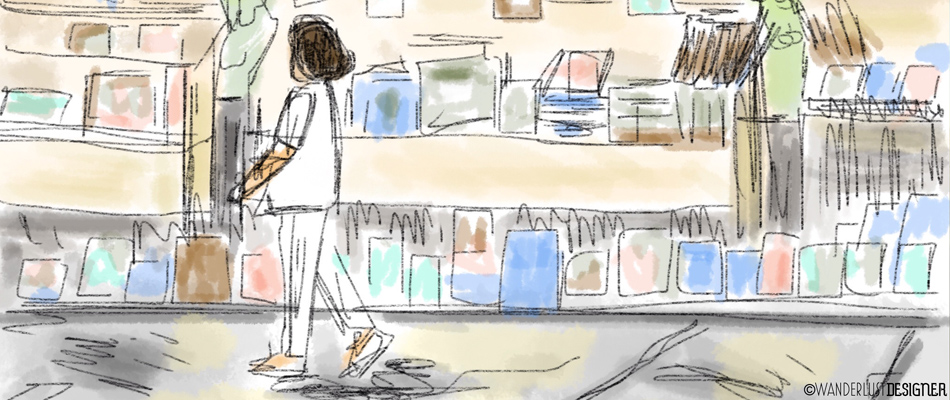 Travel Sketch of the Bouquinistes of Paris by Wanderlust Designer